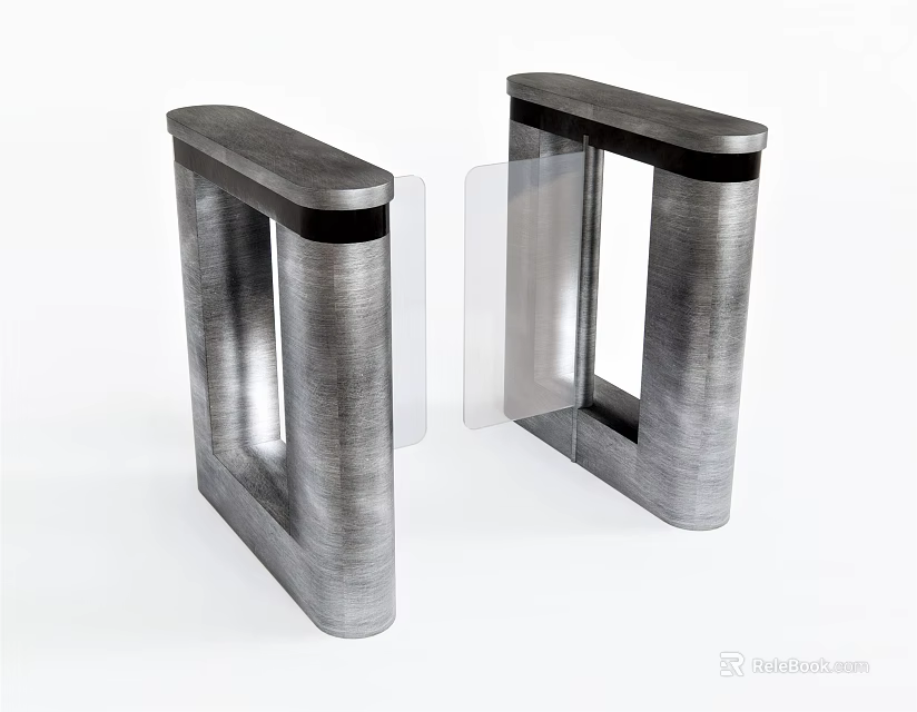 Stainless Steel Public Facility Turnstile For Entrance Control With Transparent Barrier 3d model 
