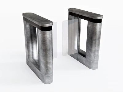 Stainless Steel Public Facility Turnstile For Entrance Control With Transparent Barrier 3d model