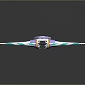 Futuristic Advanced Mechanical Weapon Design With Purple Teal Striped Wing Like Structure