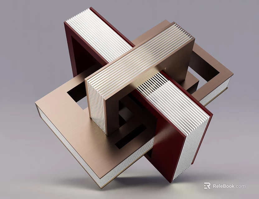 Modern Sculpture Carving Featuring Intersecting Geometric Blocks And Spatial Depth 3d model 