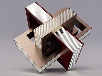 Modern Sculpture Carving Featuring Intersecting Geometric Blocks And Spatial Depth 3d model