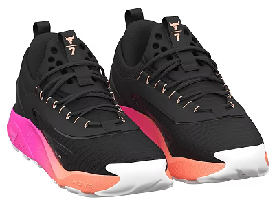Black Running Shoes With Pink Orange Soles And Breathable Mesh Upper Design 3d model