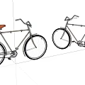 Vintage Bicycles With Metal Frame Brown Seat And Black Wheels On White Background
