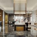 Modern Luxury Restaurant Interior With Gold Accents And Marble Flooring