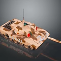 Military Tank With Camouflage Pattern Turret Cannon Barrel Tracks Antenna And Number Markings