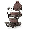 Vintage Barber Chair With Tufted Leather Seat And Metal Frame Footrest