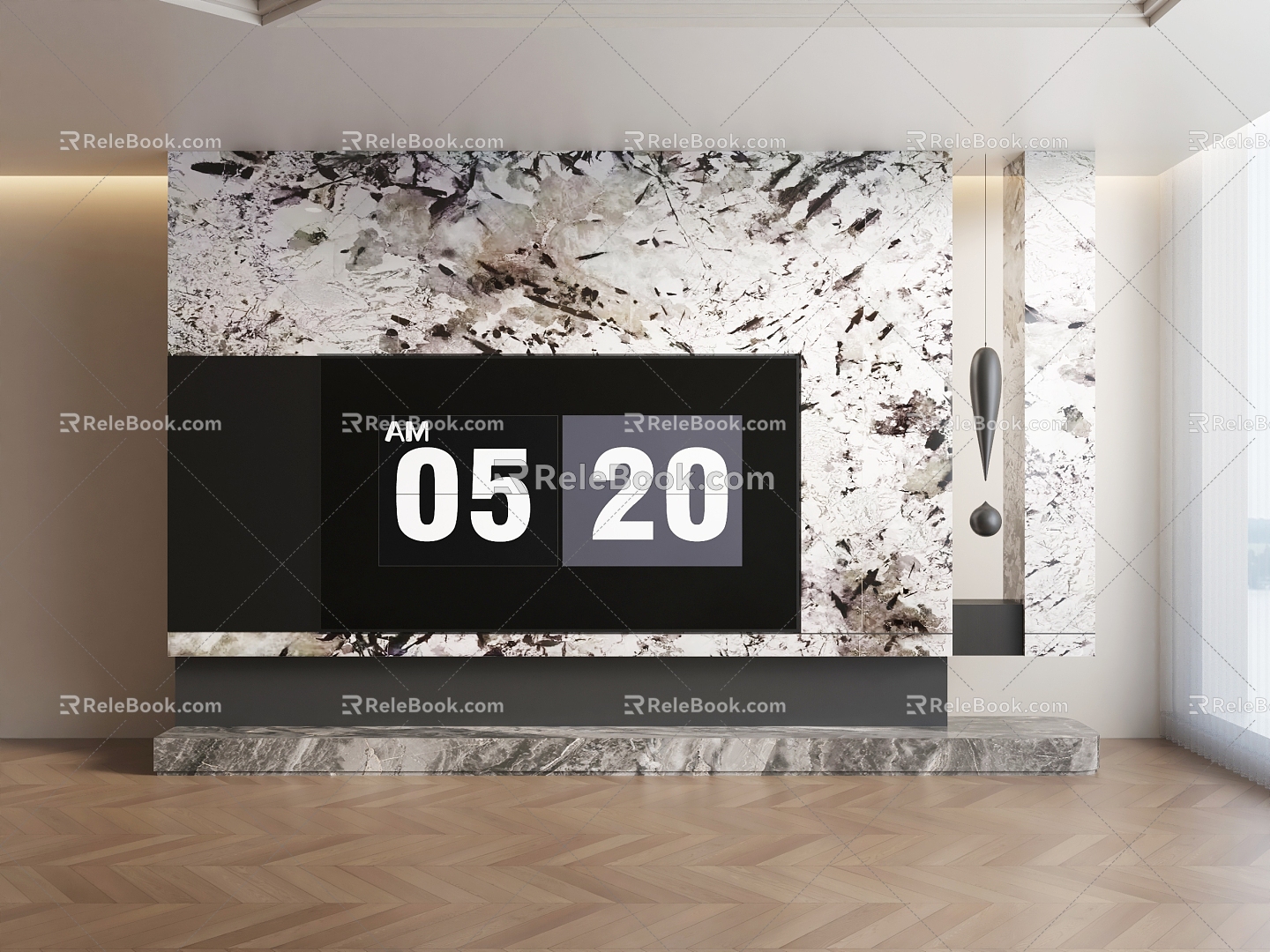 Light luxury TV background wall Italian background wall 3d model