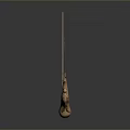 Golden Decorative Dragon Head Weapon With Silver Blades And Intricate Design