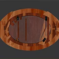 Orange Wooden Oval Coffee Table With Glass Top And Two Layer Modern Design
