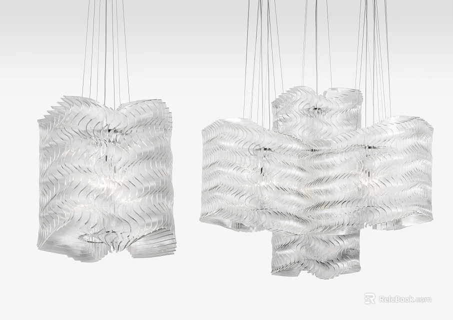 Modern Transparent Crystal Chandelier With Leaf Shaped Design And Hanging Structure 3d model