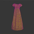 Elegant Yellow Floral Long Dress With Puffed Sleeves And Square Neckline