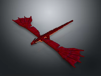 Red Mythical Dragon 3D Model With Spread Wings And Scaled Body 3d model