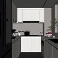 Modern Kitchen Cabinet Hanging Cabinet Kitchen Supplies Range Hood Oven 3d model