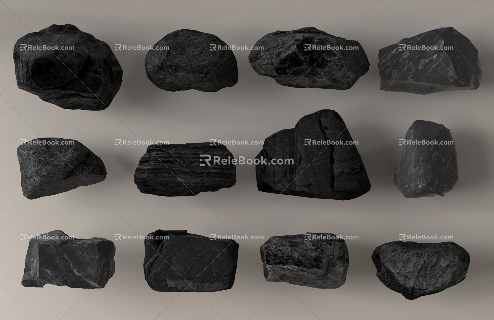 Courtyard landscape stone black landscape stone stone stone black mountain stone 3d model