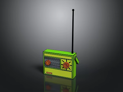 Green Portable Radio With Antenna And Control Knobs For Daily Use 3d model