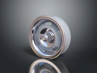 Stylish Tire With Chrome Wheel Rim Shiny Alloy Design And Reflective Metallic Finish 3d model