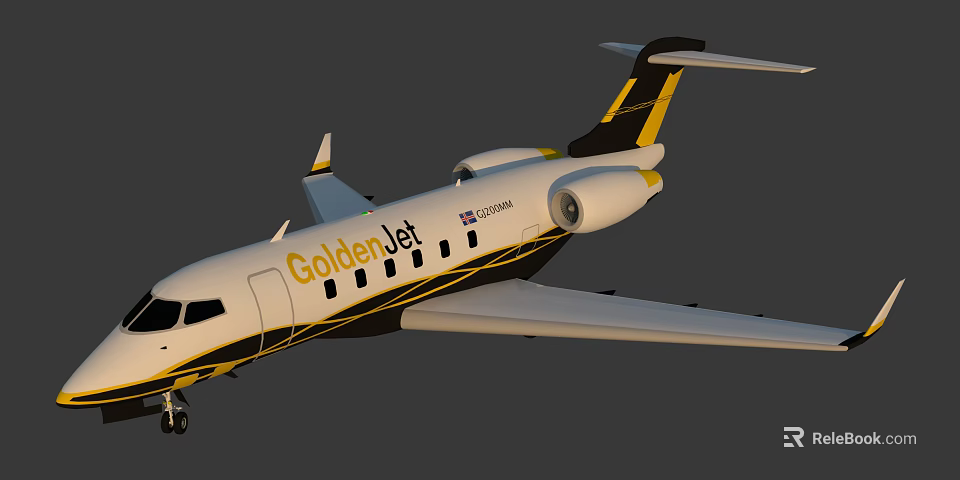 GoldenJet Passenger Jet With White Yellow Black Livery And Stylish Exterior Design 3d model 