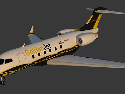 GoldenJet Passenger Jet With White Yellow Black Livery And Stylish Exterior Design 3d model