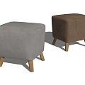 Light Gray And Light Brown Upholstered Sofa Stools With Wooden Legs Modern Design