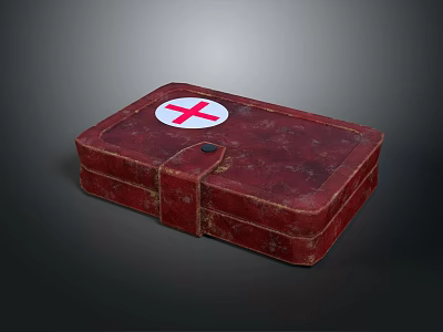 Vintage Red Leather First Aid Kit With White Cross Symbol And Classic Look 3d model