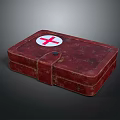 Vintage Red Leather First Aid Kit With White Cross Symbol And Classic Look