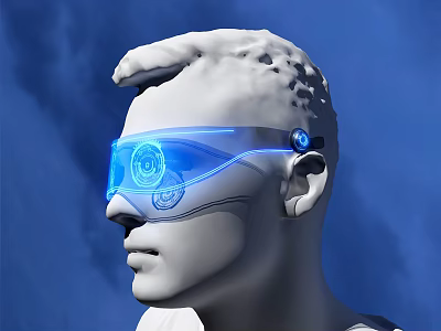 Smart Machine Illuminated Smart Glasses With Blue Tech Design And Features 3d model