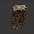 Natural Wooden Stump with Rough Bark Texture for Decorative Use 3d model