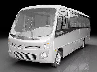Modern White Minibus 3D Rendered With Large Windows Black Trim And Glossy Surface 3d model