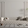 French Multiplayer Sofa Cream Multiplayer Sofa 3d model