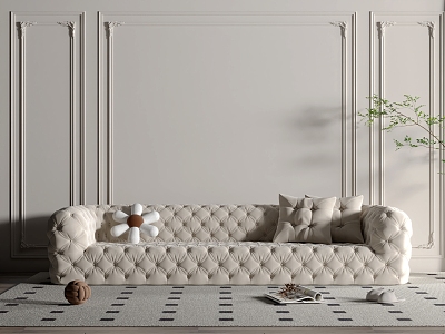 French Multiplayer Sofa Cream Multiplayer Sofa 3d model