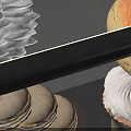 Various Delicious Desserts Including Donuts And Waffles In Transparent Display Case