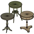 Vintage Round Tables Featuring Turned Legs Three Legged And Scalloped Edge Designs