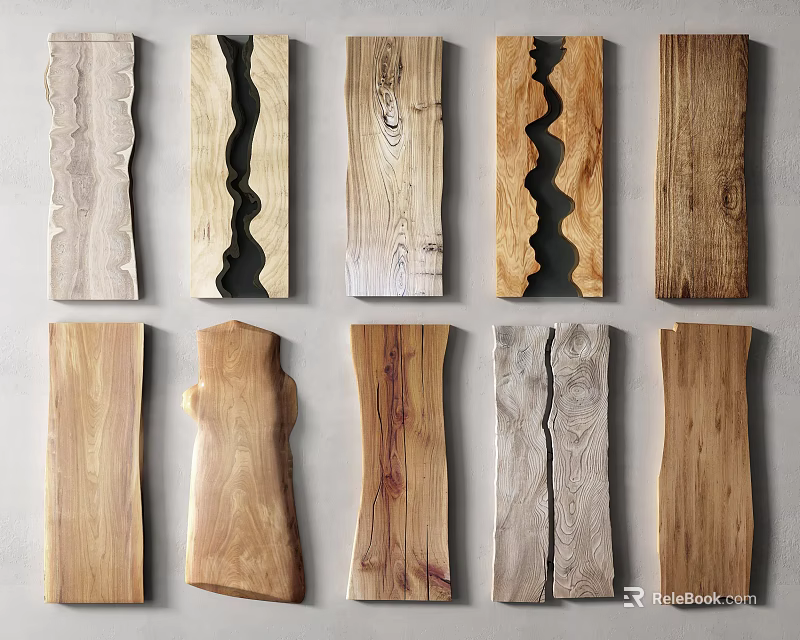 Natural Stone And Wood Decorative Panels With Diverse Textures For Interior Design 3d model 