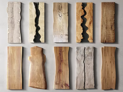 Natural Stone And Wood Decorative Panels With Diverse Textures For Interior Design 3d model