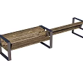 Modern Outdoor Bench With Wooden Seat And Metal Frame For Garden Patio Use