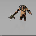 Muscular Fantasy Minotaur Brute With Horns And Giant Iron Axe