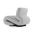Gray Upholstered Modern Accent Chair With Unique Curved Shape And Black Base