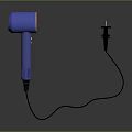 Modern Blue Hair Dryer Electronic Appliance With Power Cord And Plug