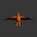 Orange Bird With Large Orange Crest Red Eyes Black White Wings Standing On Dark Background