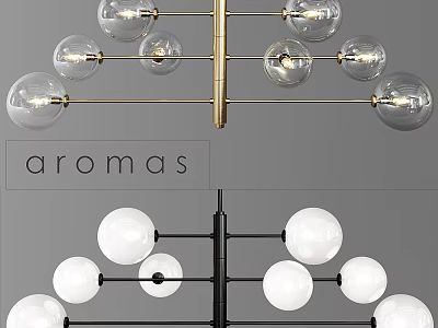 Modern Contemporary Chandelier With Gold And Black Metal Frame And Glass Spheres 3d model