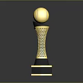 Decorative Trophy With Golden Sphere Top And Black Hollow Base Design