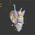 Magical Rabbit Character With Unicorn Horn And Starry Ice Cream Cone