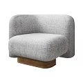 Gray Fabric Upholstered Single Sofa With Modern Stylish Wooden Base Design 3d model