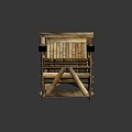 Natural Wooden Lounge Chair With Curved Backrest And Crossed Legs Design
