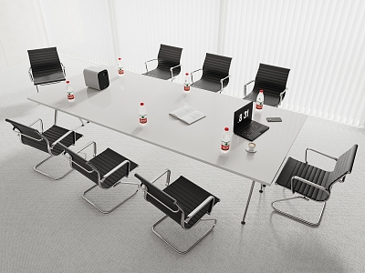 Conference Table and Chair Combination Office Chair Laptop Projector 3d model