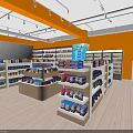 Orange Themed Russian Imported Food Mall Store With Shelves And Products