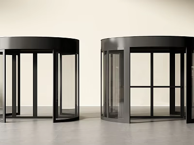 Modern Black Revolving Doors With Glass Panels For Indoor Entrance 3d model