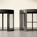 Modern Black Revolving Doors With Glass Panels For Indoor Entrance