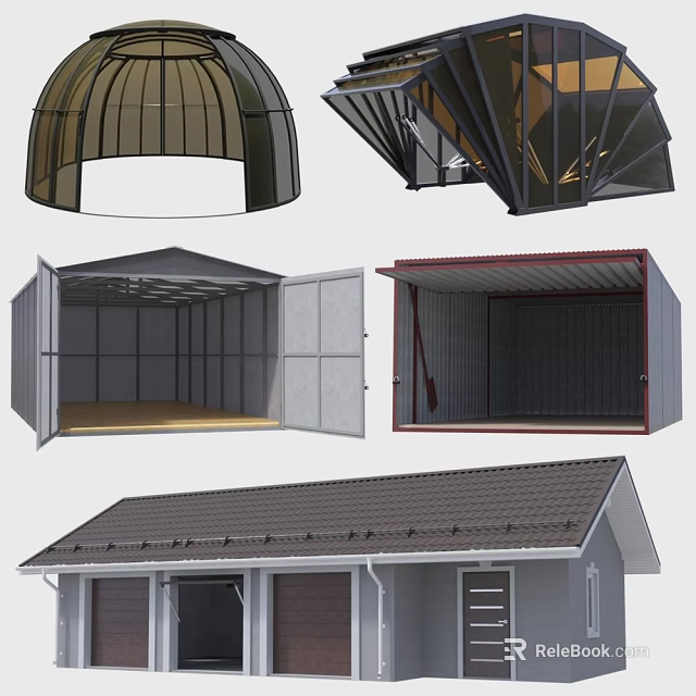 Different Types Of Metal Frame Parking Garages With Open And Enclosed Structures 3d model 
