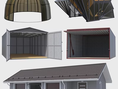 Different Types Of Metal Frame Parking Garages With Open And Enclosed Structures 3d model